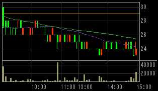 ダイナシティ（８９０１）上場廃止発表後２００８年１１月１３日５分足チャート