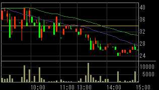 ランドコム（８９４８）上場廃止発表後２００８年１０月２９日５分足チャート