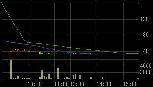 エスグラントコーポレーション（８９４３）上場廃止発表後２００９年３月１８日５分足チャート